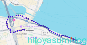 ストックホルムslussen駅からバスまでの徒歩ルート